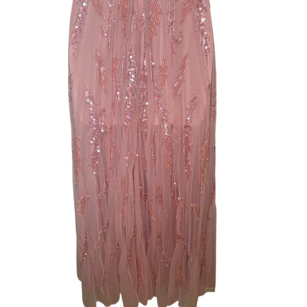 Mac Duggal Wisteria Sequin Beaded Tulle Midi Dress Size 4 Sample Gown - Picture 7 of 9